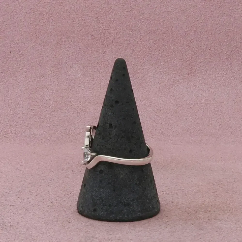 sterling silver cz heart pony horse bypass ring size 9.5